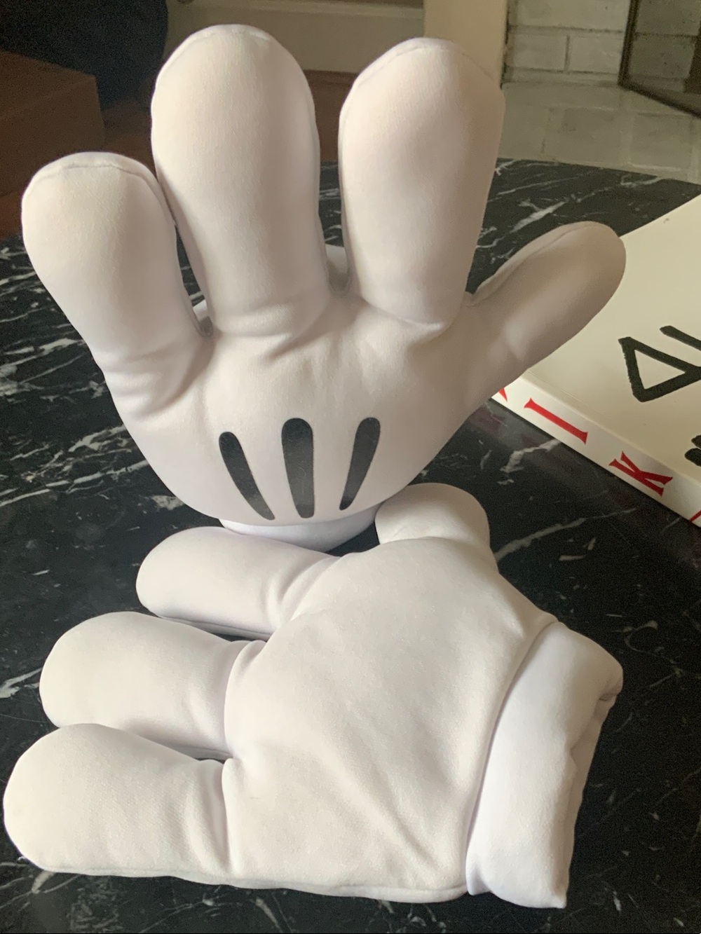 Disney Plush White Cartoon Gloves with Black Palm Accents